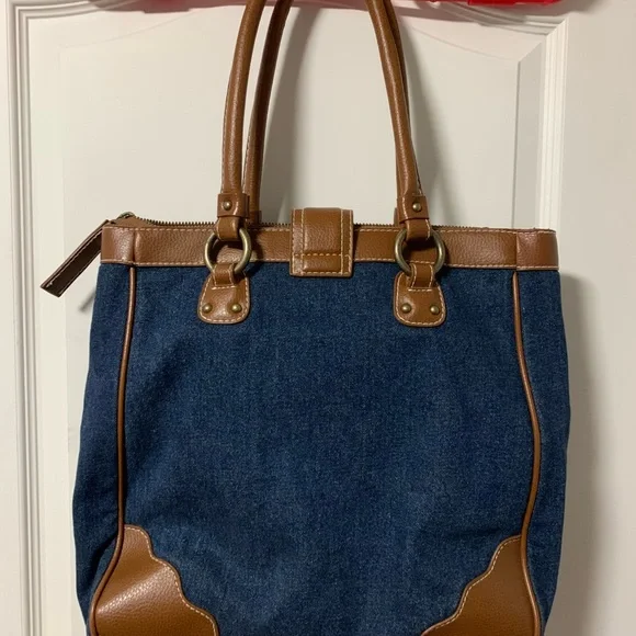 Gap Denim Top Handle shoulder bag w/ Zipper & Magnetic snap Closure - Picture 3 of 9